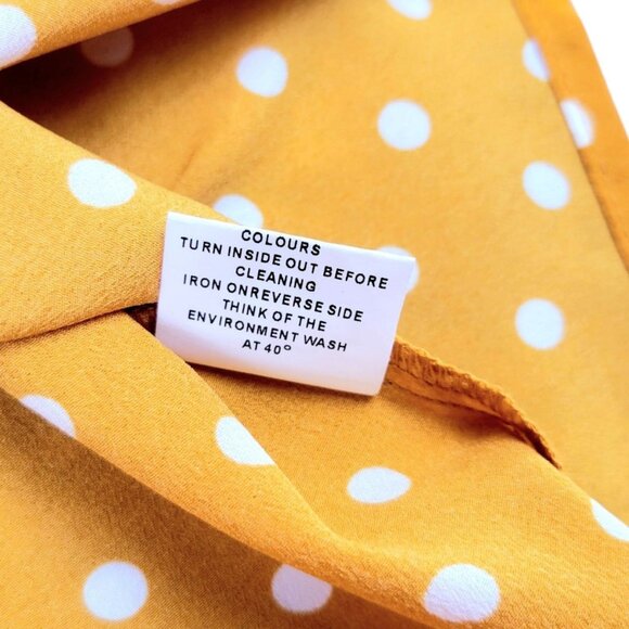 Women's Plus 2X Yellow Polka Dot Flutter Sleeve Blouse - Round Tiered Neckline - Picture 11 of 12